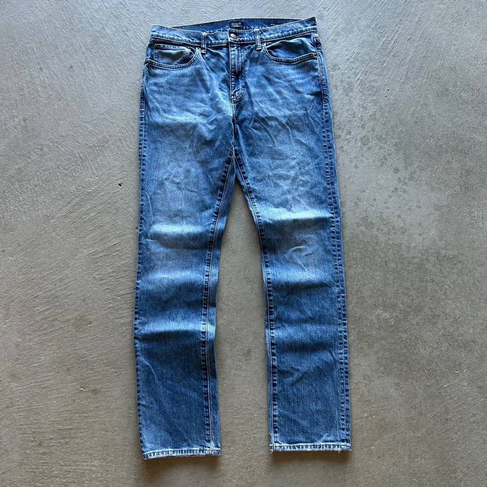 Vintage J Crew Flex Straight Jeans Mens 34x34 Blue Light Wash Denim